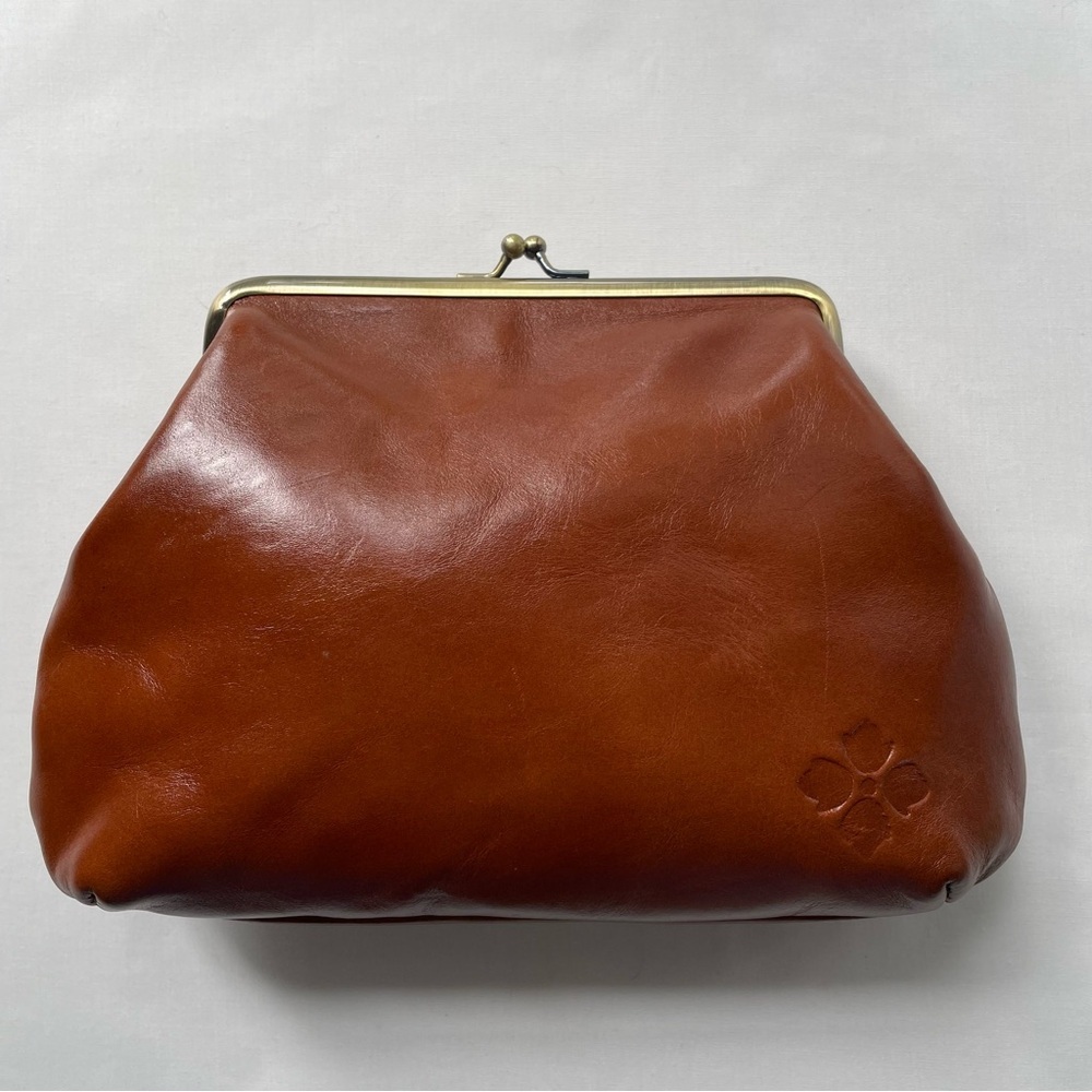 Classic Brown Leather Kiss-Lock Clutch - Picture 2 of 16